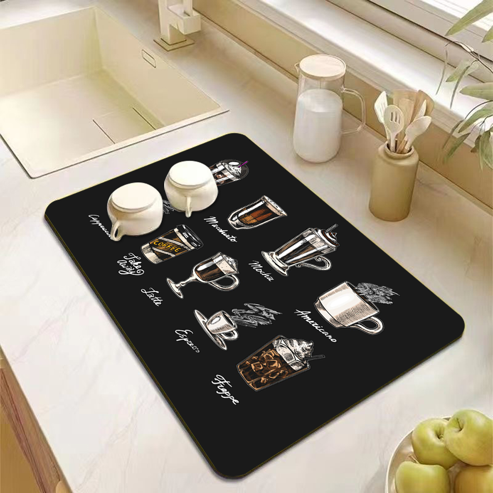 Classic Coffee Pattern Dish Dr - Bar Mat Rubber ulasan dan harga