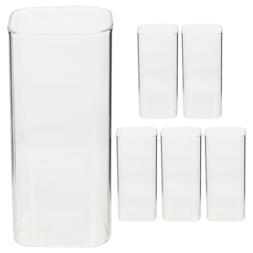 6Pcs Glass Cup Set Clear Squar - Home Bar Set ulasan dan harga